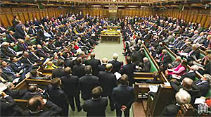 Jon Ashworth MP speaking on November 28 in a packed House of Commons, tackling the Prime Minister about unemployment in Leicester.