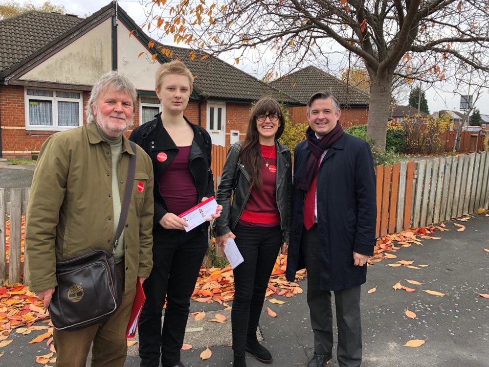 Jon and local Councillors Bill Shelton and Elly Cutkelvin out and about in Saffron Lane Estate today - Friday November 9 2018