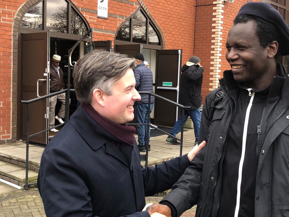 Meeting friends at the Central Mosque before a very busy advice session - Friday January 25 2019