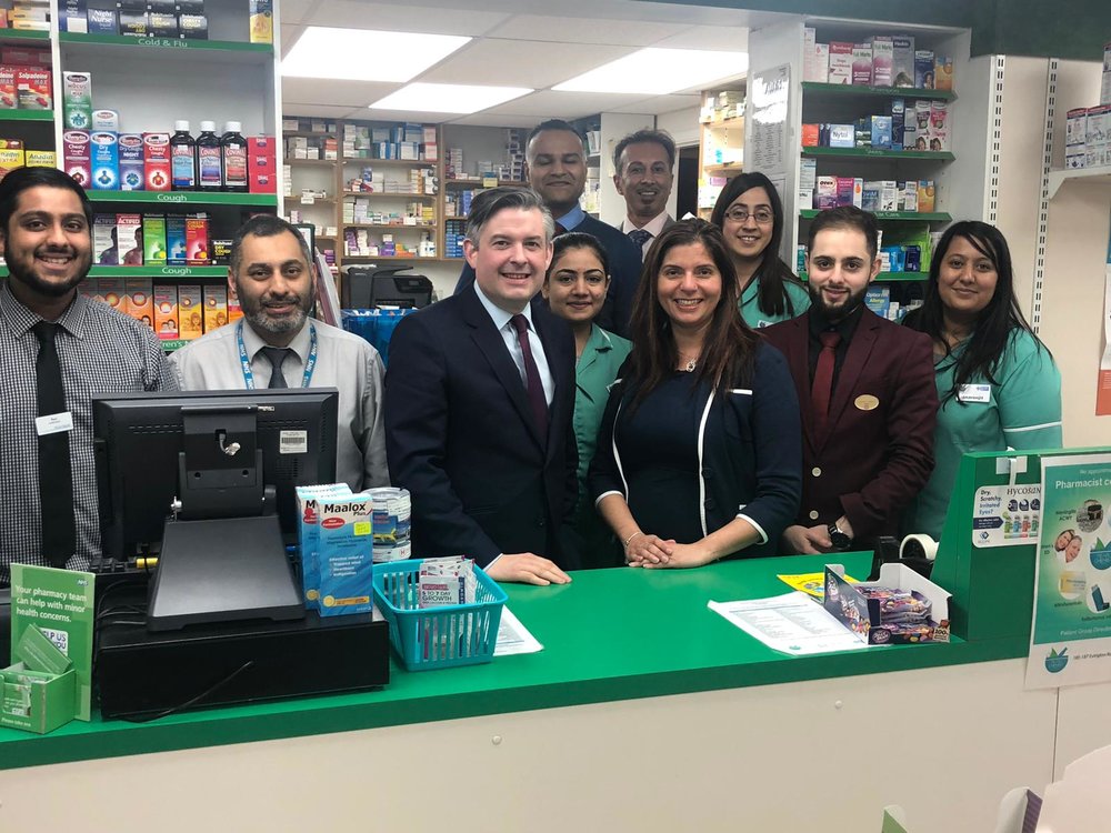 Jon visited Pear Chemist to hear first hand about the challenges facing community pharmacies - Friday March 8 2019