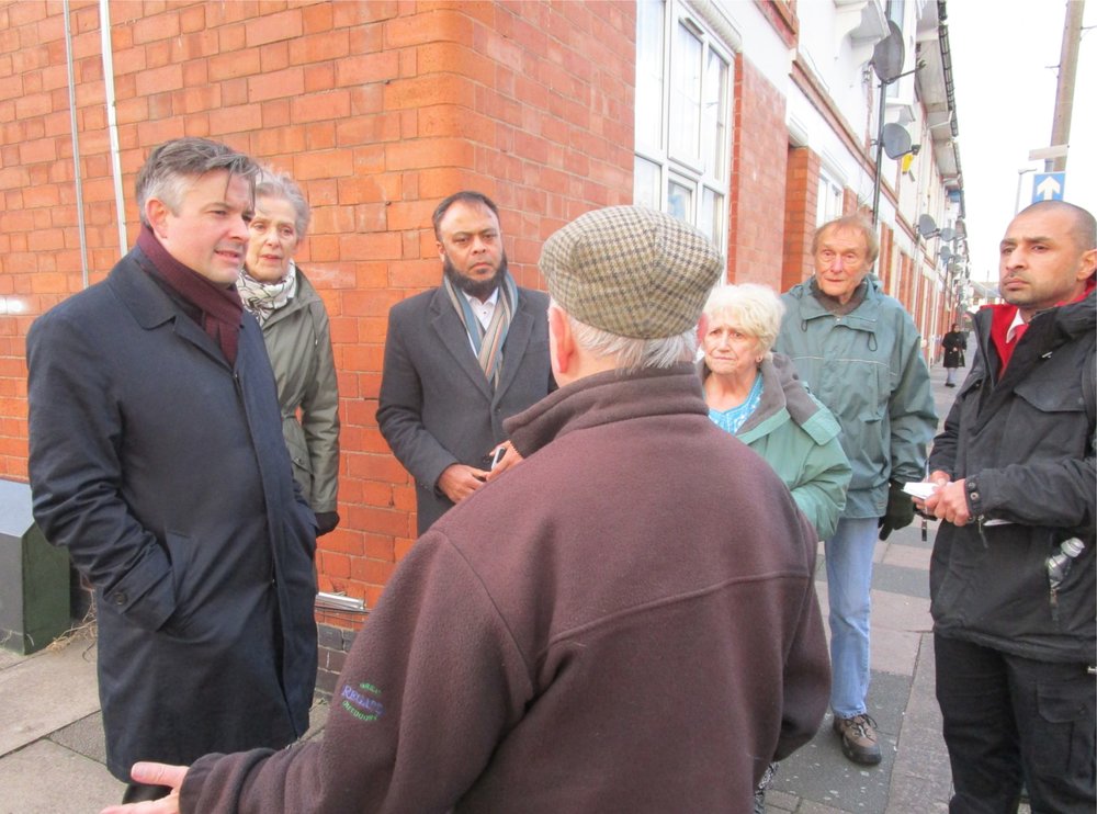 Jon Ashworth lead a Patch Walk to investigate anti-social behaviour in the Evington Road area - Friday November 30 2018