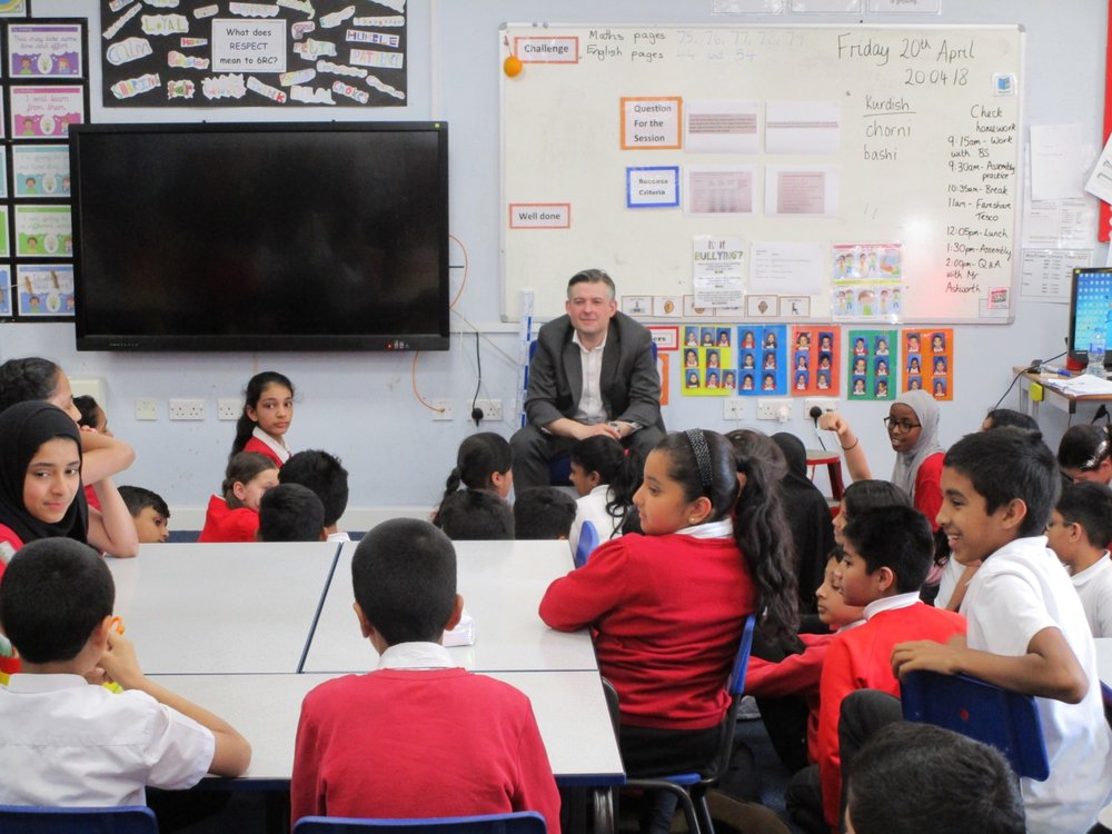 Jon Ashworth, Labour MP for Leicester South, visits Mayflower Primary as part of the ‘Zero Hunger’ Project and has a Q&A with Year 6 - Friday April 20 2018