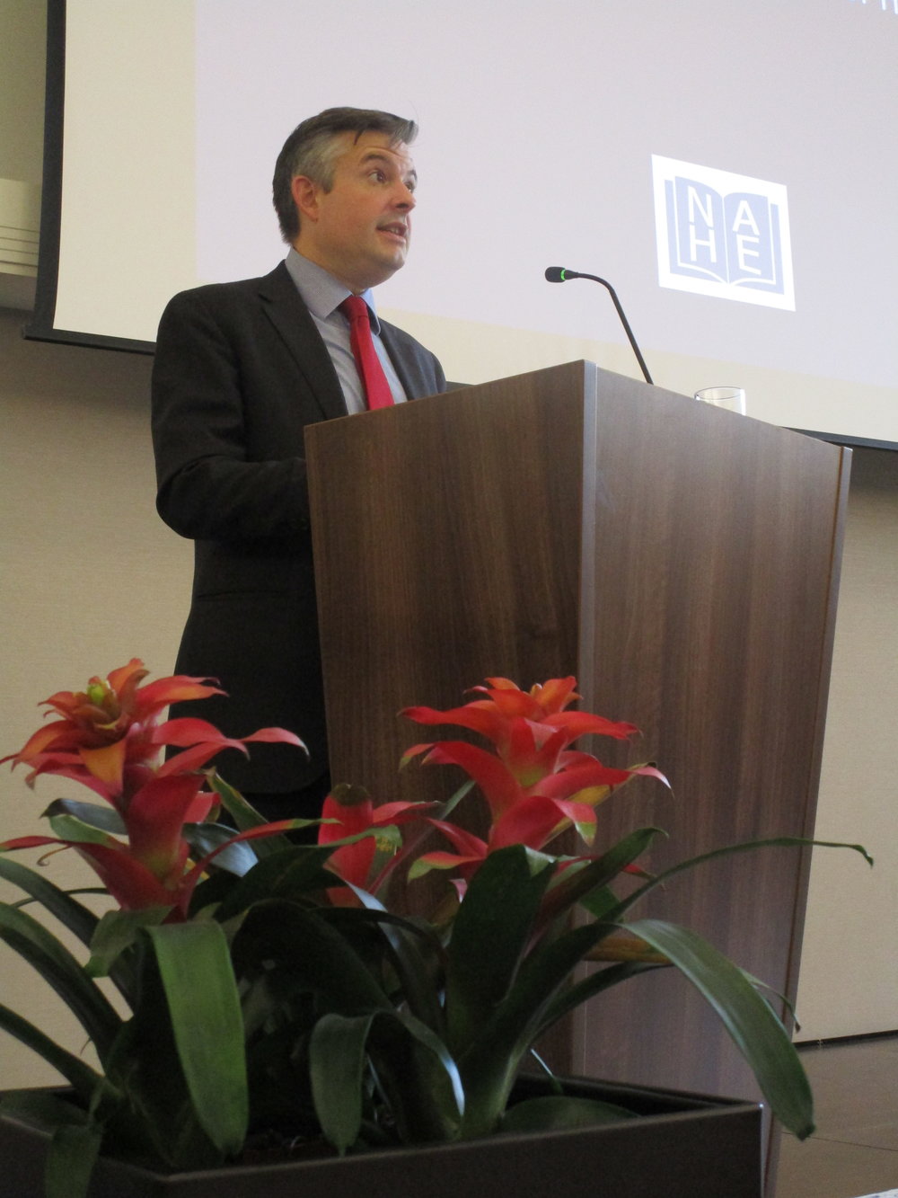 Jon Ashworth, Shadow Secretary of State for Health and Social Care, speaks at the first conference of the National Association for Hospital Education - Friday October 12 2018