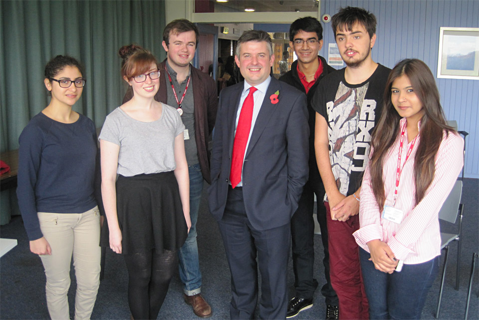 Jon Ashworth with members of University of Leicester’s Labour Club