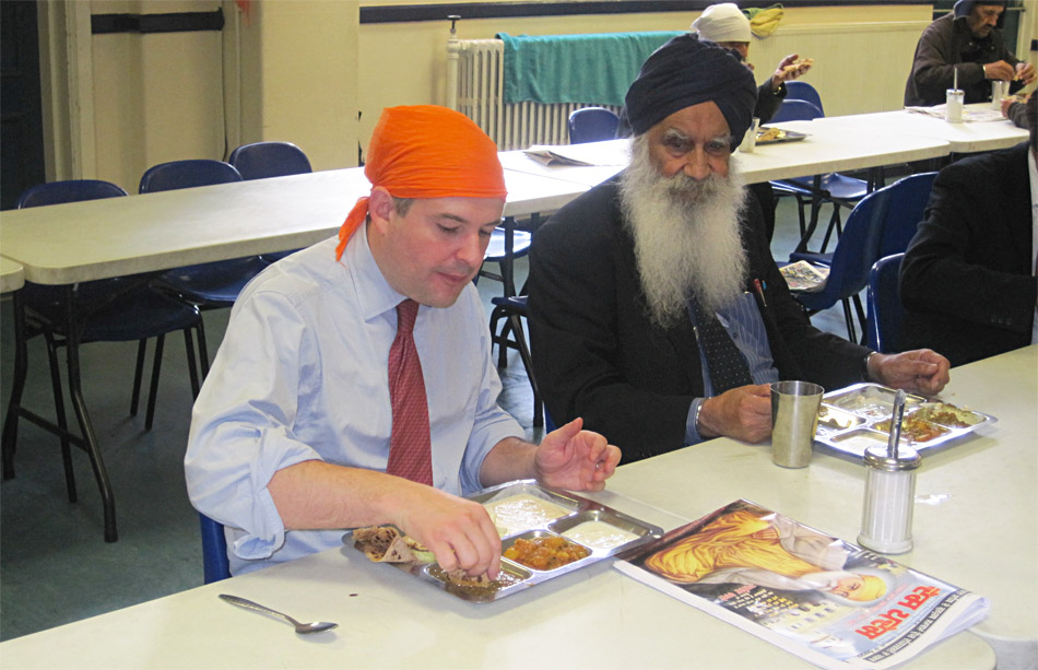 Jon eating with the President, Sewa Singh