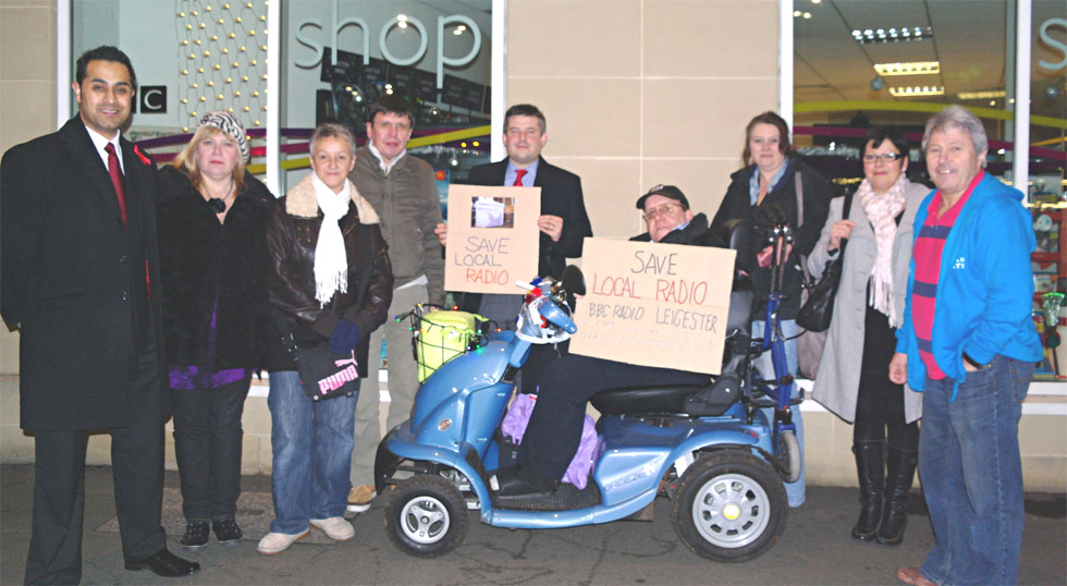 Jon Ashworth MP Leicester South, pictured with campaigners including ‘Moggy' Andy Morris who organised the demonstration