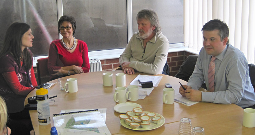 Photos show Jon with representatives of agencies that use Saffron Resource Centre Leicester and local Councillors