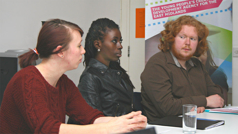 Three young people that received support, mentoring and funding from The Bank of TMC – Georgina Elsom (LOL Co.), Najite Granham (Sirius) and Mark Simpson Wedge (Words2Pictures)