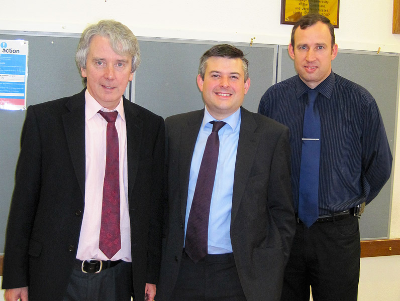 Jon with Tony Donovan, Executive Director of Age Concern Leicester, Leicestershire and Rutland, and Antony Foster, the Centre Manager at Clarence House