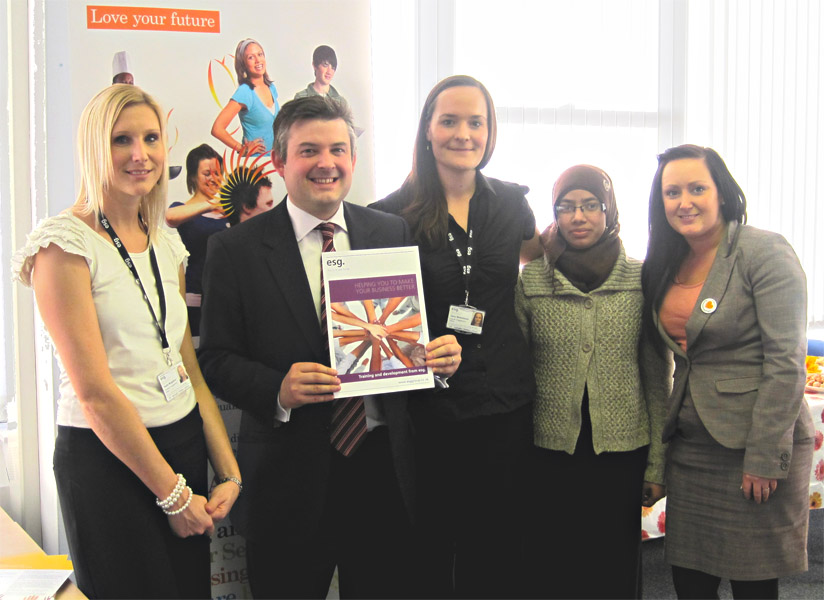 Hayley Muggleton (employer engagement Officer), Jon, Gerry Winkelbauer (Youth Recruitment Officer), Amena Jannati (Health & Social Care Student) and Jenny McMahon (Regional Manager)