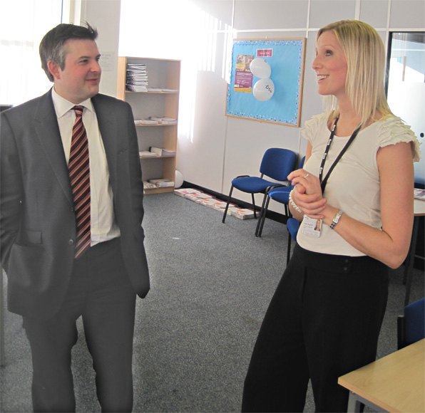 Jon discussing apprenticeships with Hayley Muggleton (Employer Engagement Officer)