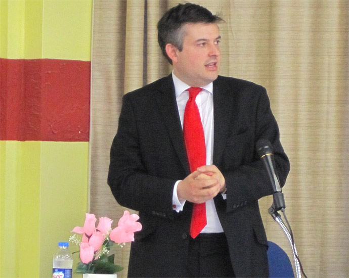 Jon speaking at the meeting.