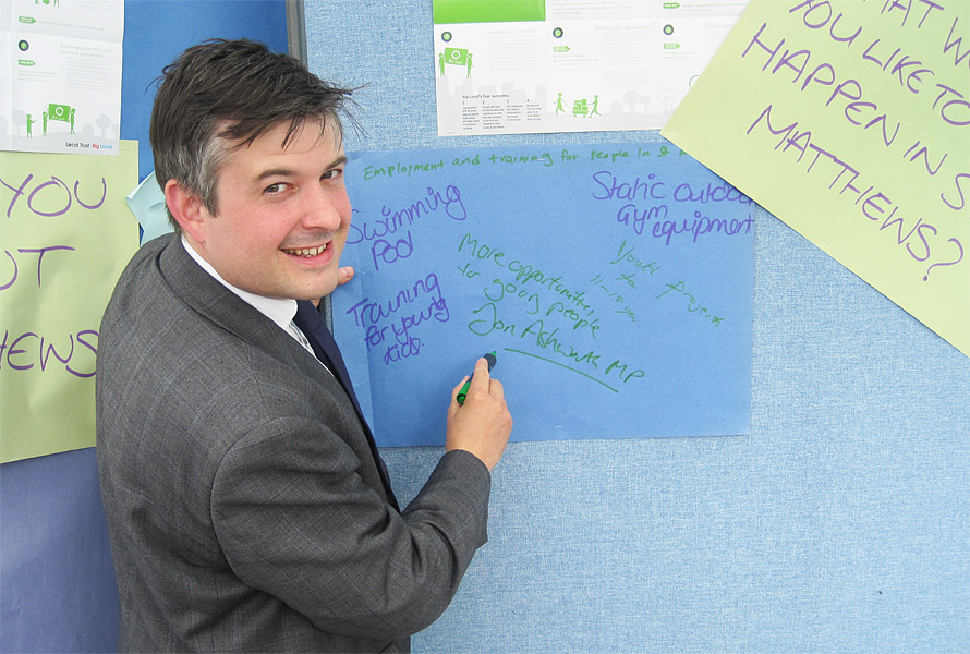 Jon completing ‘What Would You Like to Happen in St Matthews?’ Wall