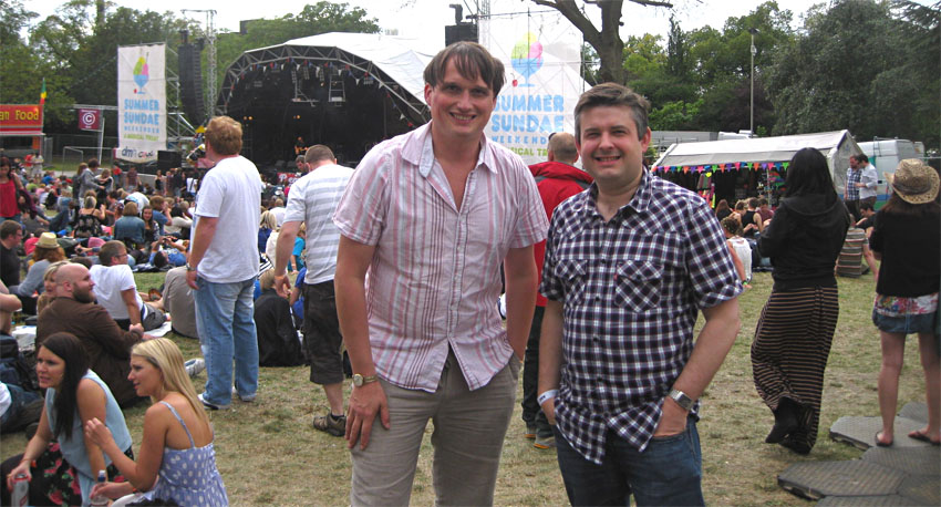 Jon at Leicester's Summer Sundae weekender with Councillor Adam Clarke