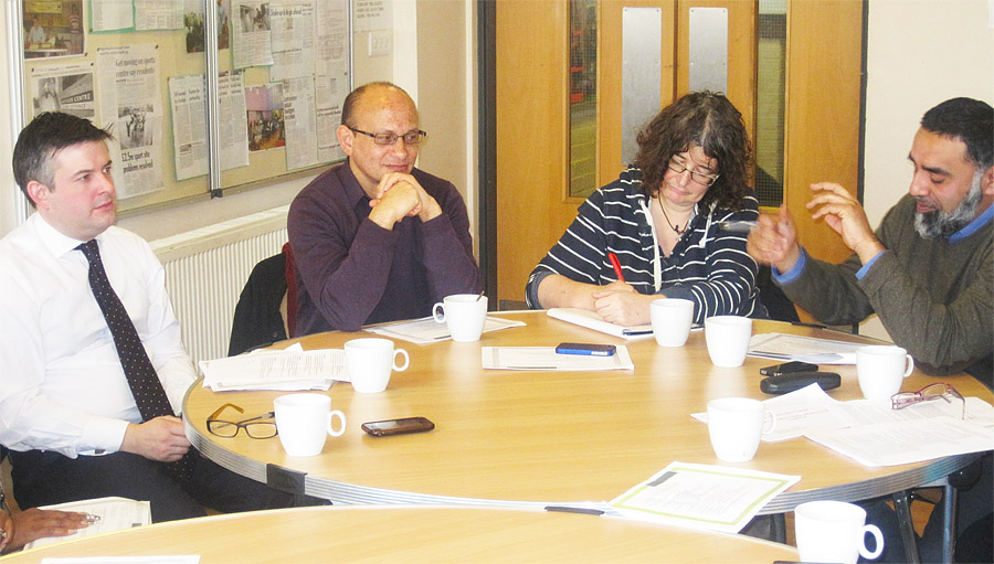 Jon Ashworth MP, Chino Cabon (The Race Equality Council), Nik Dean (Medway School), Cllr Mohammed Dawood (Ward Councillor)
