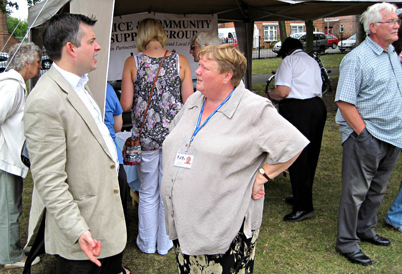 Jon Ashworth MP with Carole Blackburn, Chairperson of Police and Community Support Group at Saffron Annual Fete, Leicester