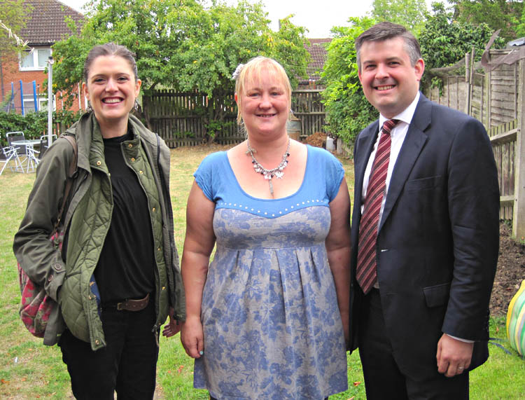 Jon Ashworth MP with Councillor Elly Cutkelvin with Leicester resident Joanne Young