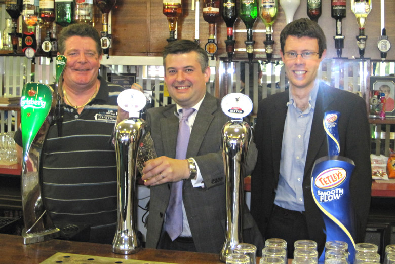 Jon Ashworth MP with Deputy City Mayor Councillor Rory Palmer and Peter Kelly from Saffron Lane Working Men’s Club