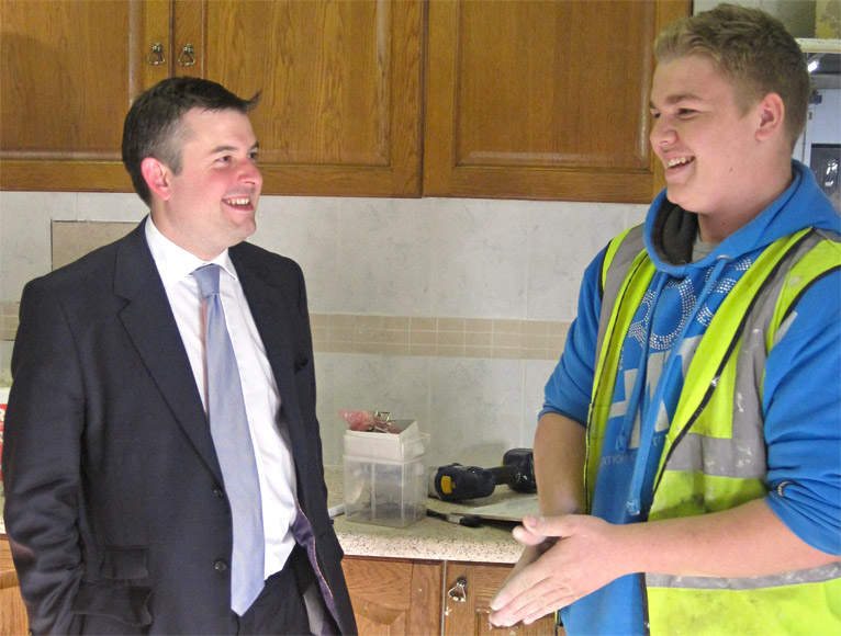 Jon Ashworth MP with Jordon Ryder who attends Tolsam three days a week