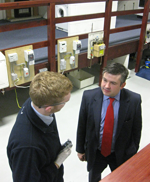 Photo taken during the visit to the British Gas training Academy in Leicester by Jon Ashworth MP