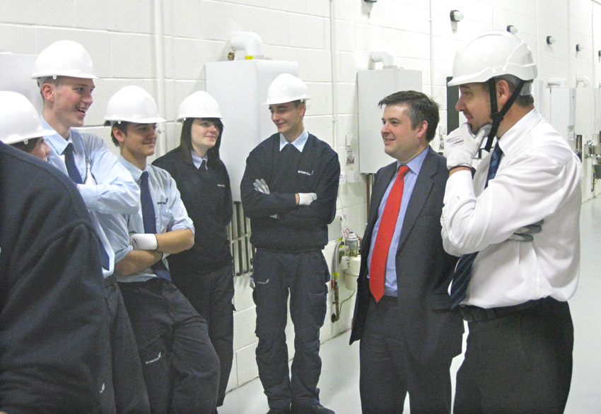Photo taken during the visit to the British Gas training Academy in Leicester by Jon Ashworth MP