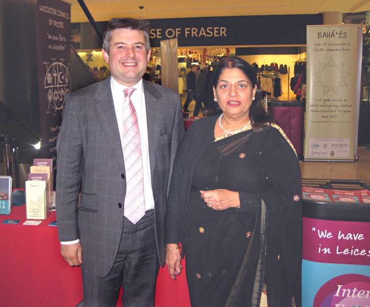 Jon with with Manjula Sood, Assistant Mayor and Chair of Council of Faiths, at Leicester's Interfaith Week